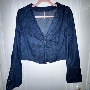 NWOT - Free People Denim “Corset”Blouse